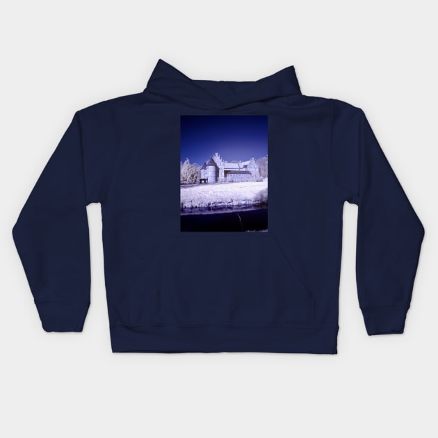 Castle of Herten in infrared Kids Hoodie by BonniePhantasm